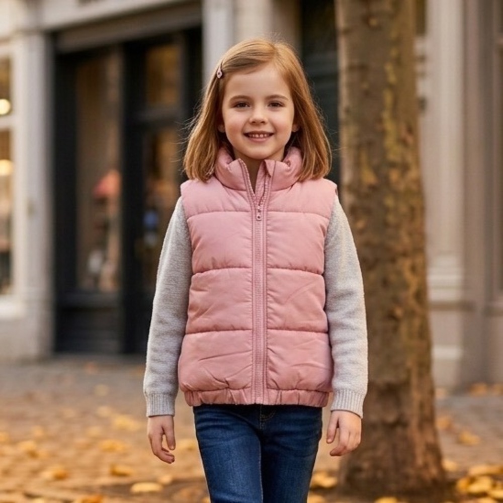 Sincerely Jules Kids Pink Puffer Vest Size 6 Full Zip Fall Winter Preppy Girly
